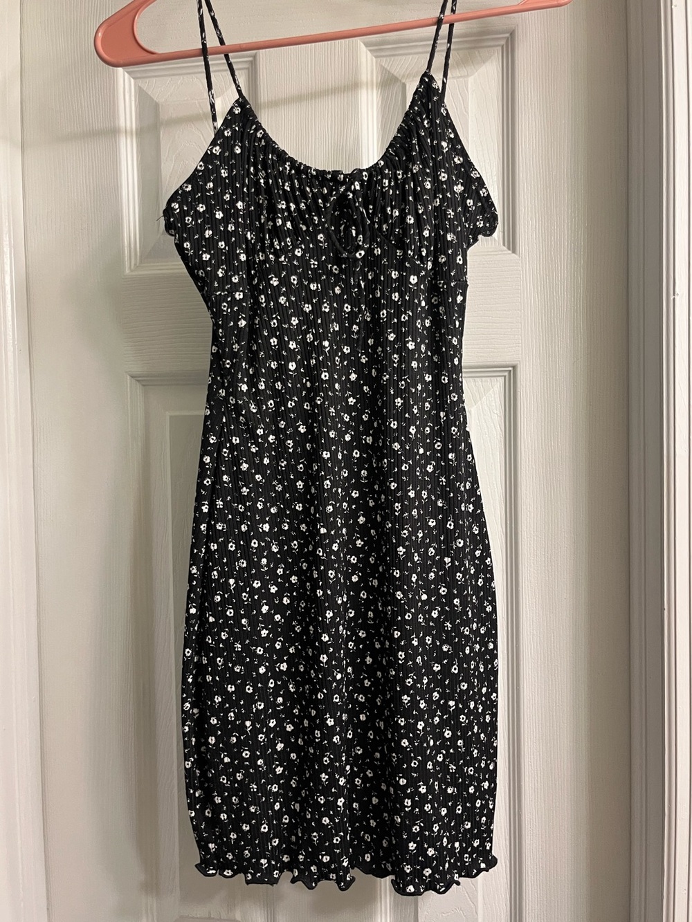 Black Floral Spaghetti Strap Mini Dress